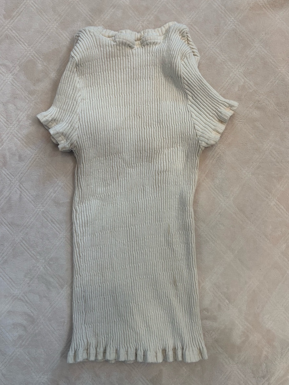 Cream Ribbed Short-Sleeve Knit Tee - Picture 2 of 3